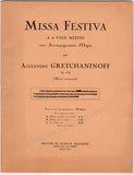 Gretchaninov, Alexander - Signed Score "Missa Festiva"