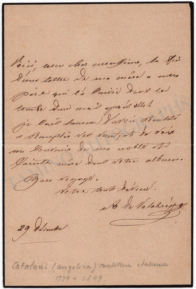 De Valabregue-Kokochkine, Angelique - Autograph Letter Signed