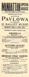 Pavlova, Anna - Manhattan Opera House Playbill 1921