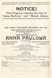Pavlova, Anna - Performance Program Louiseville 1914