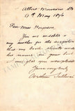 Sullivan, Arthur - Autograph Letter Signed 1876