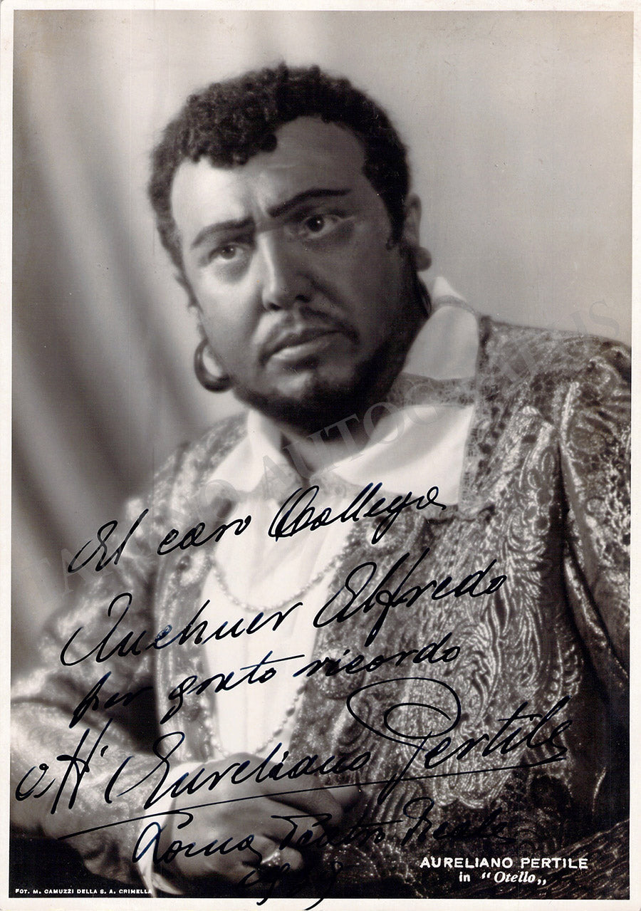 Aureliano Pertile Autograph Signed Photo as Otello Tamino