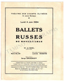 Ballets Russes de Montecarlo - Performance Program Paris 1934