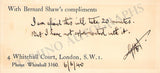 Shaw, George Bernard - Signed Card & Quote 1940