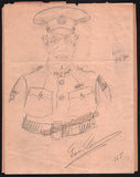 Caruso, Enrico - Large Signed Caricature of YMCA Captain Horace Dunkle + Typed Letter Signed by Dunkle