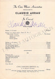 Arrau, Claudio - Signed Program New York & Playbill
