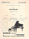 Oistrakh, David - Signed Program Carnegie Hall 1962