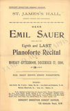 Sauer, Emil - Set of 2 Concert Programs London 1894
