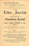 Sauer, Emil - Set of 2 Concert Programs London 1894