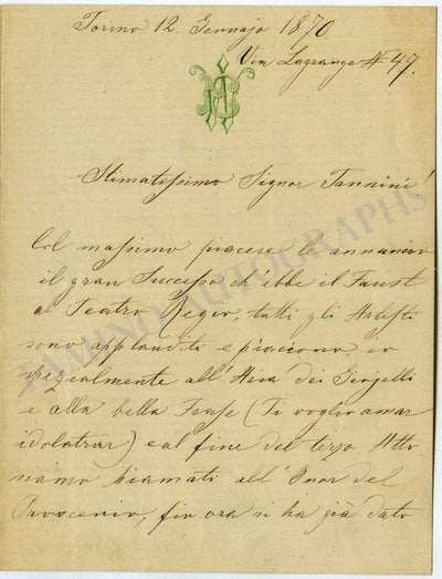 Wizjak, Emma - Autograph Letter Signed 1870