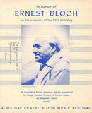 Bloch, Ernest - Signed Program & Card