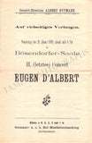 D'Albert, Eugen - Set of 10 Concert Programs Vienna 1897-1902