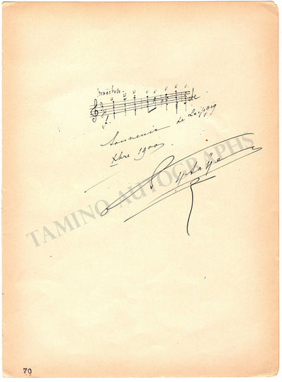 Ysaye, Eugene - Autograph Music Quote Signed 1900