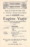 Ysaye, Eugene - Set of 8 Concert Programs Vienna 1902-1911