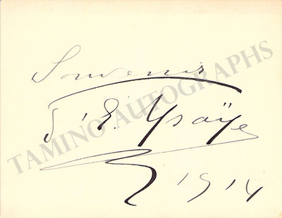 Ysaye, Eugene - Signed Card 1914