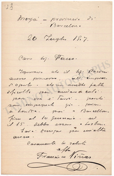 Viñas, Francisco - Set of 2 Autograph Letters Signed