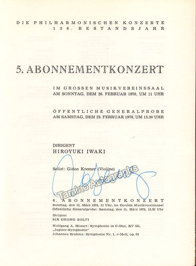 Kremer, Gidon - Signed Program Vienna 1978