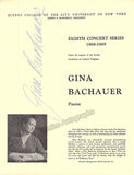 Bachauer, Gina - Signed Program New York 1968