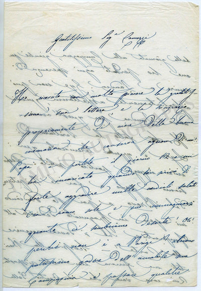 Beltramelli, Giuditta - Autograph Letter Signed 1855
