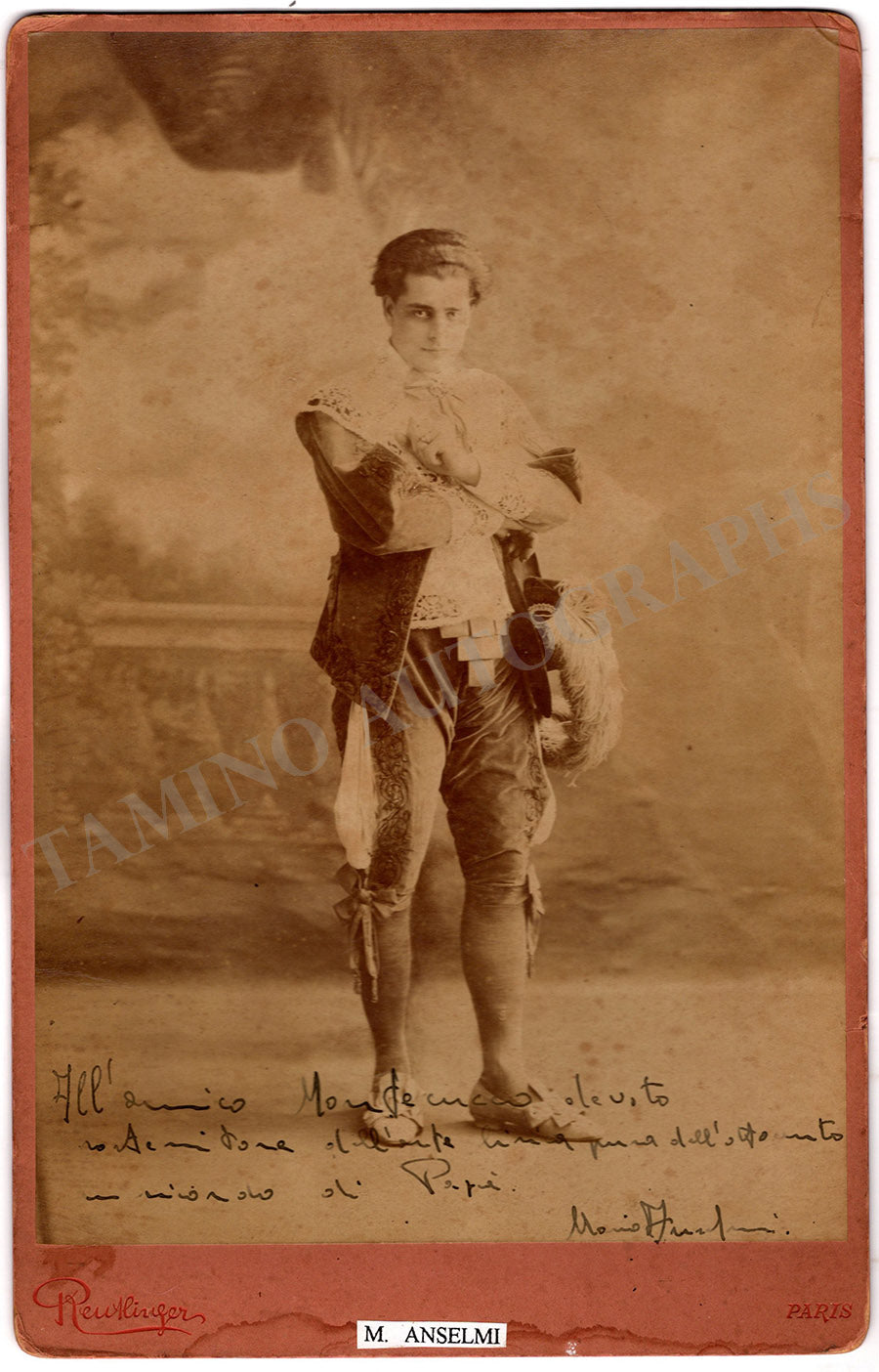 Giuseppe Anselmi Autograph Photo signed by his Son Tamino