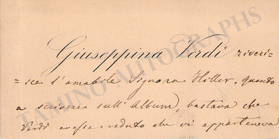 Strepponi (Verdi), Giuseppina - Autograph Business Card