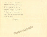 Duparc, Henri - Autograph Letter Signed 1907