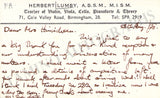 Lumby, Herbert - Autograph Note Signed 1968
