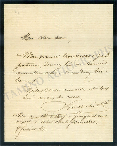 Berthelier, Jean-Francois - Autograph Letter Signed 1866