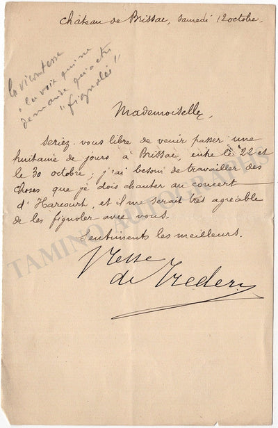 Tredern, Jeanne-Marie Say - Autograph Letter Signed
