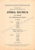 Demus, Jorg - Lot of 14 Concert Programs Vienna 1947-1967