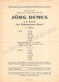 Demus, Jorg - Lot of 14 Concert Programs Vienna 1947-1967