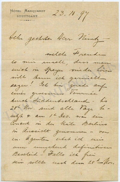 Sanderson, Lillian - Autograph Letter Signed 1897