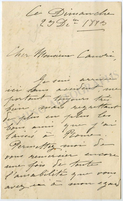 Frandin, Lison - Autograph Letter Signed 1883