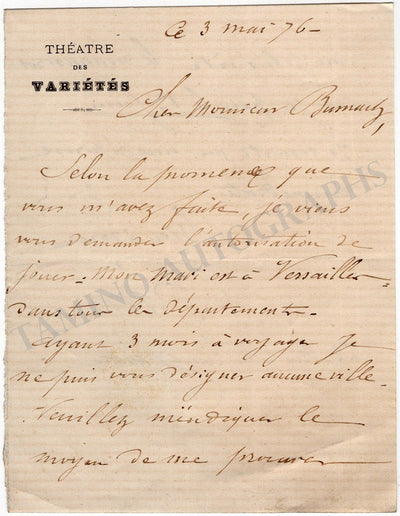 Bouchene, Louis - Autograph Letter Signed 1876