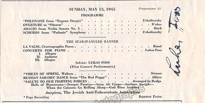 Foss, Lukas - Signed Program Clip 1945