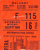 Metropolitan Opera - Set of 2 Ticket Stubs 1966 Reinauguration