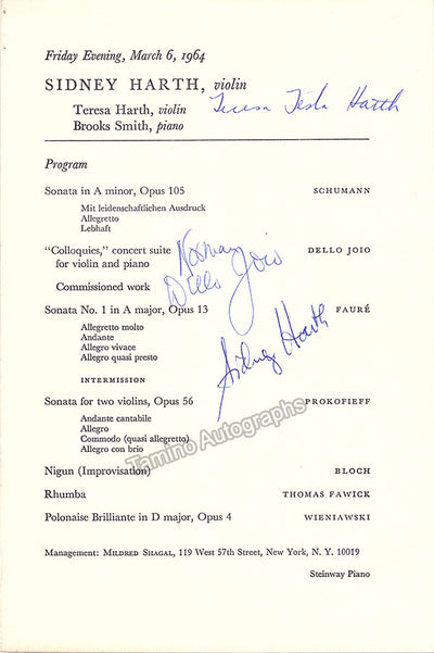 Dello Joio, Norman & Others - Signed Program New York 1964