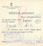 Opera Singers - Lot of 28 La Scala Receipts & Contracts