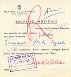 Opera Singers - Lot of 28 La Scala Receipts & Contracts