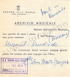 Opera Singers - Lot of 28 La Scala Receipts & Contracts