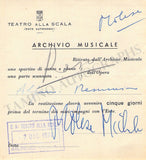 Opera Singers - Lot of 28 La Scala Receipts & Contracts