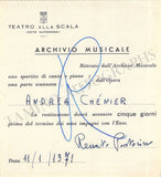 Opera Singers - Lot of 28 La Scala Receipts & Contracts