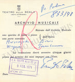 Opera Singers - Lot of 28 La Scala Receipts & Contracts