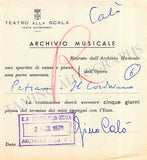 Opera Singers - Lot of 28 La Scala Receipts & Contracts