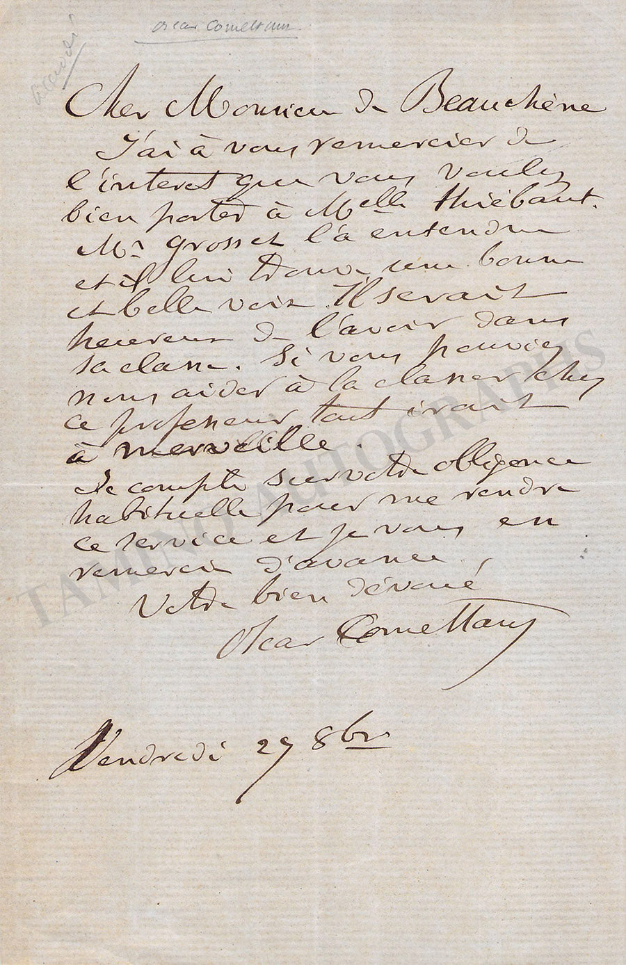 Comettant, Oscar Set of 3 Autograph Letters Signed Tamino