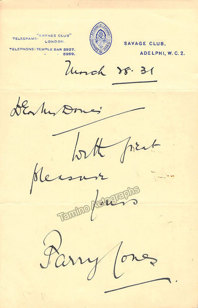 Jones, Parry - Autograph Note Signed