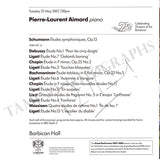 Aimard, Pierre-Laurent - Signed Program London 2007