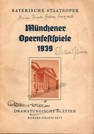 Strauss, Richard - Krauss, Clemens - Signed Program Munich 1939