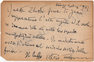 Trevisan, Vittorio - Autograph Note Signed 1937