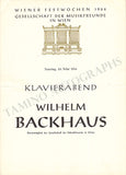 Backhaus, Wilhelm - Set of 36 Concert Programs